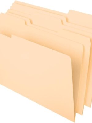 File Folders,  Size, 8-1/2" x 11", Classic Manila, 1/3-Cut Tabs in Left, Right, Center Positions, 100 Per Box (65213)