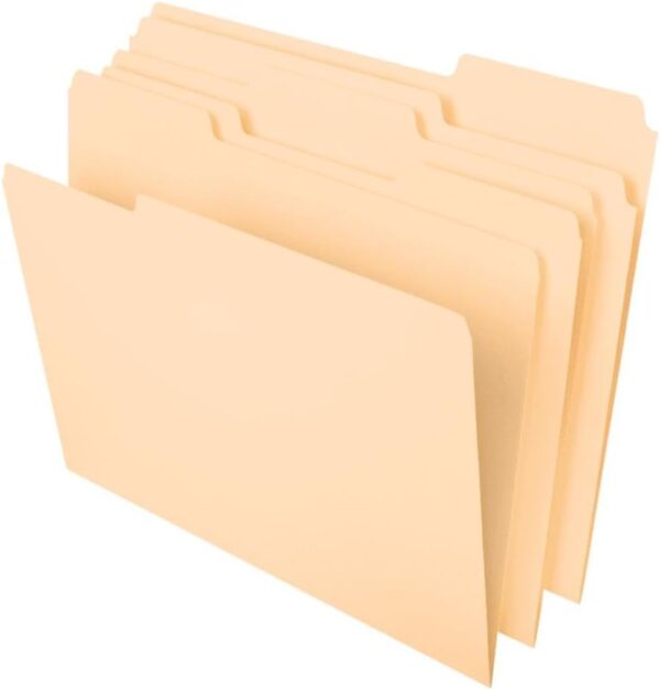 File Folders,  Size, 8-1/2" x 11", Classic Manila, 1/3-Cut Tabs in Left, Right, Center Positions, 100 Per Box (65213)