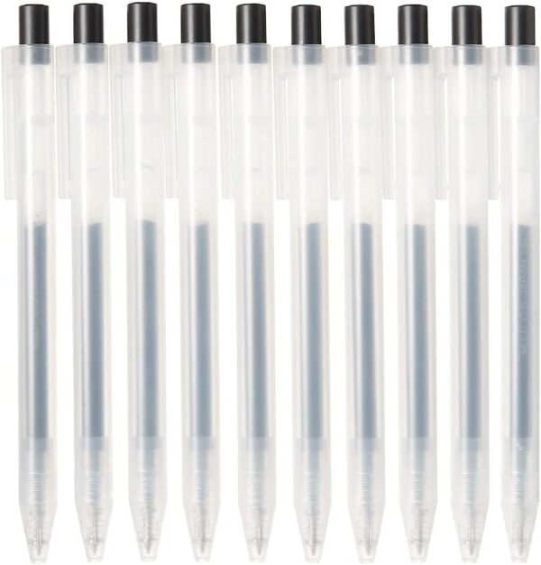 Smooth Gel Ink Ballpoint Pen Knock Type 10-Pieces Set, 0.5 mm Nib Size, Black