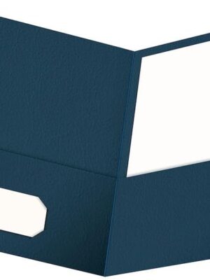Twin-Pocket Folders, Textured Paper,  Size, Dark Blue, Holds 100 Sheets, Box of 25 (57538EE)
