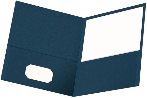 Twin-Pocket Folders, Textured Paper,  Size, Dark Blue, Holds 100 Sheets, Box of 25 (57538EE)
