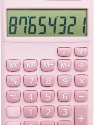 Basic standard calculator, small digital desktop calculator, 8-digit LCD screen, battery/solar smart calculator, standard functions for children/school/adults/office/home (8-digit pink).