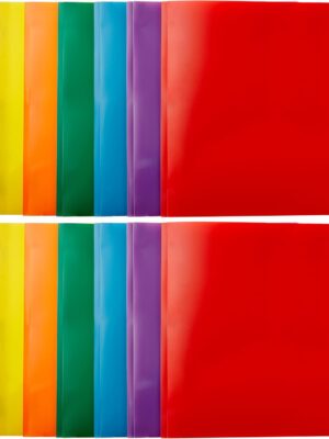 Heavy Duty Colorful Plastic Folders with 2 Pockets for  Size Paper, Pack of 12, Assorted Colors