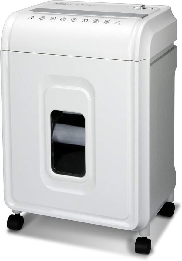 Professional 12-Sheet Micro-Cut Shredder, Multi-Media Processing, 60-Minute Continuous Run, White & Gray