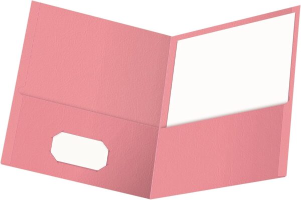 Twin-Pocket Folders, Textured Paper,  Size, Pink, Holds 100 Sheets, Box of 25 (57568EE)