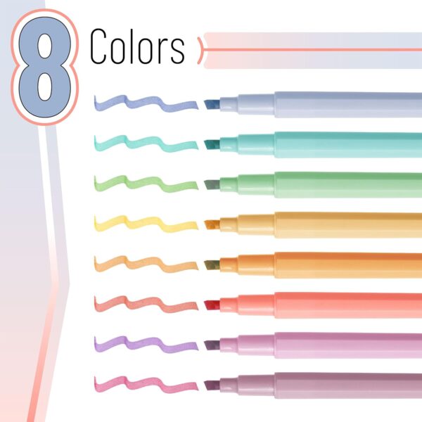Aesthetic No Bleed Highlighters – 8 Pack, Chisel Tip, Assorted Colors