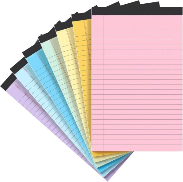 Note Pads 5x8,[7 Pack] Colorful Narrow Ruled Legal Pads,Micro Writing Pads Perforated Lined Note Paper for Study,Office,To-Do Lists,30 Sheet/notepad, Multicolor