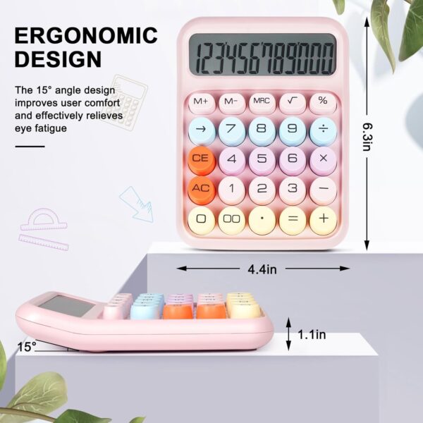 Mechanical switch calculator, large buttons, desktop calculator, 12-digit, large LCD screen, cute pink, suitable for teachers/students/basic office use (pink).