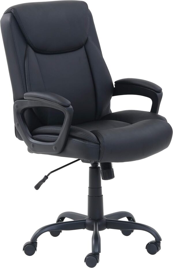 Classic  Padded Mid-Back Height Adjustable Office Computer Desk Chair with Armrest, 26"D x 23.75"W x 42"H, Black