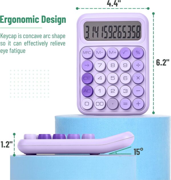 Mechanical switch calculator, 12-digit large LCD screen, purple, large buttons, suitable for home, school, and office.